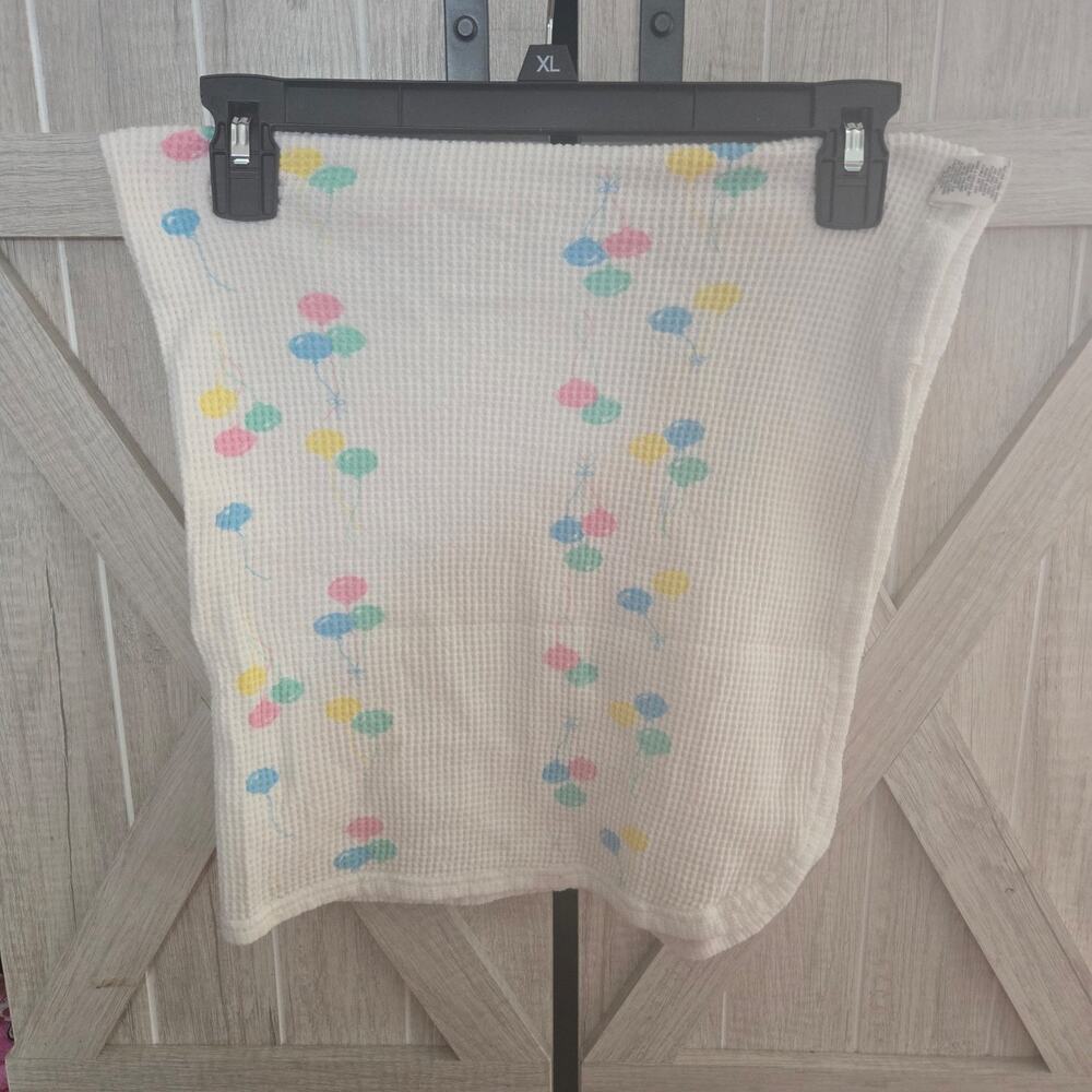 Baby Morgan White Balloon Waffle Knit Receiving Blanket Cotton Vintage